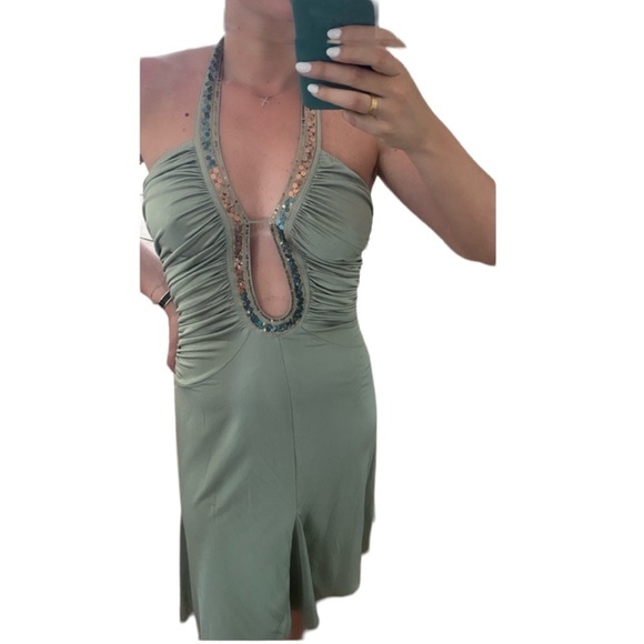 Jovani Midi Dress Green - Picture 2 of 4